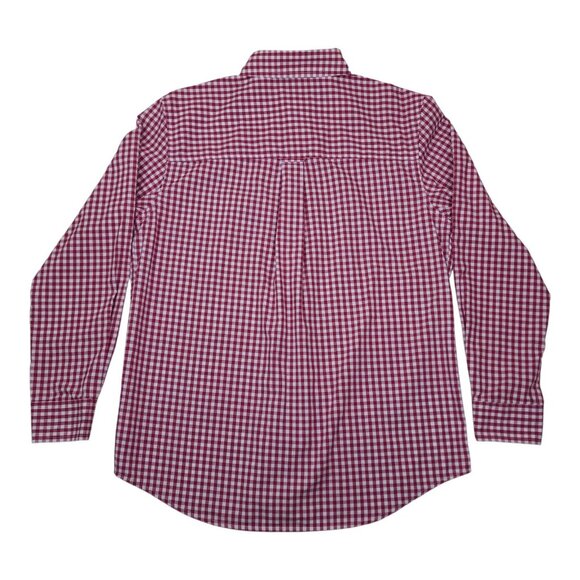 Chaps Red White Gingham Check Button Down Dress Shirt M Easy Care - Picture 3 of 6